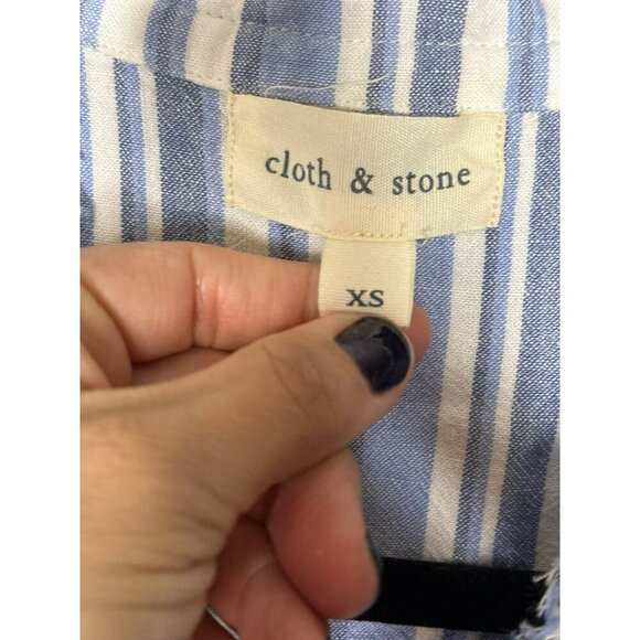 Cloth & Stone Anthropologie Women's XS Chambray Striped Button Shirt Linen Blend - Picture 11 of 13